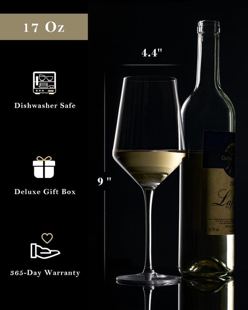 JBHO 17 oz Lead-Free Wine Glasses Set of 6, Hand Blown Durable Crystal Wine Glasses for Daily Use and Hosting Guests, Thin Rim for Serving Red and White Wine, Gift packing for any occasion