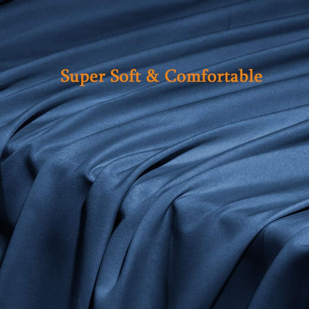 SONORO KATE Bed Sheet Set - Super Soft Microfiber 1800 Thread Count | Luxury Navy Blue Queen Sheets with Deep Pockets