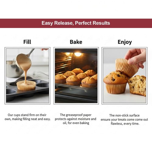 Eoonfirst Natural Mini Cupcake Liners, Food Grade Greaseproof Paper Baking Cups, Non-Stick Muffin Wrappers Cups, 400 Pcs