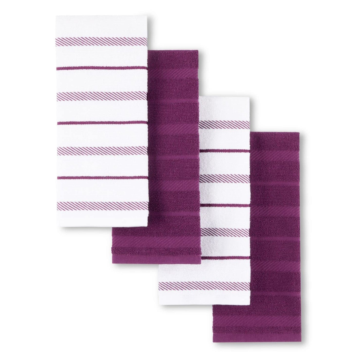 KitchenAid Albany Kitchen Towel 4-Pack Set, Beet/White, 16"x26"