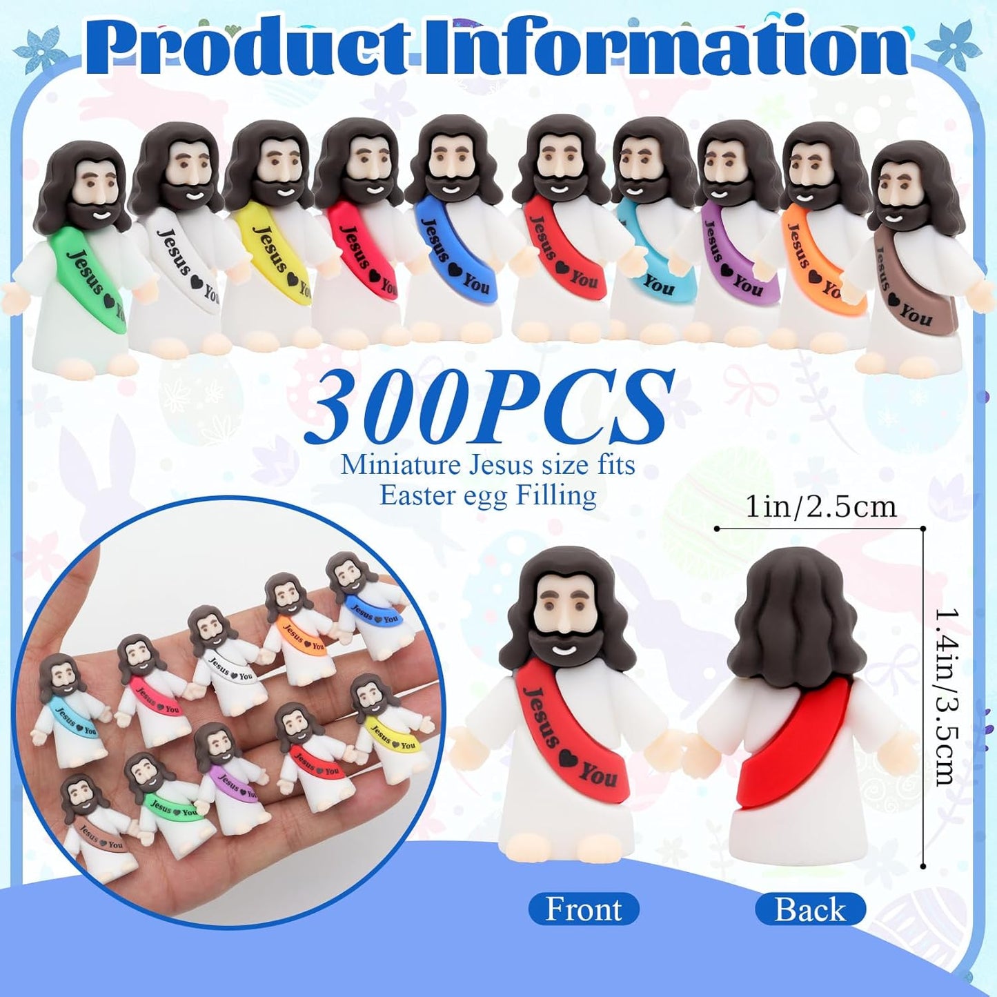 Owurha Mini Jesus Figurines - 300 Pcs Tiny Religious Figures for Sunday School & Baptism Gifts