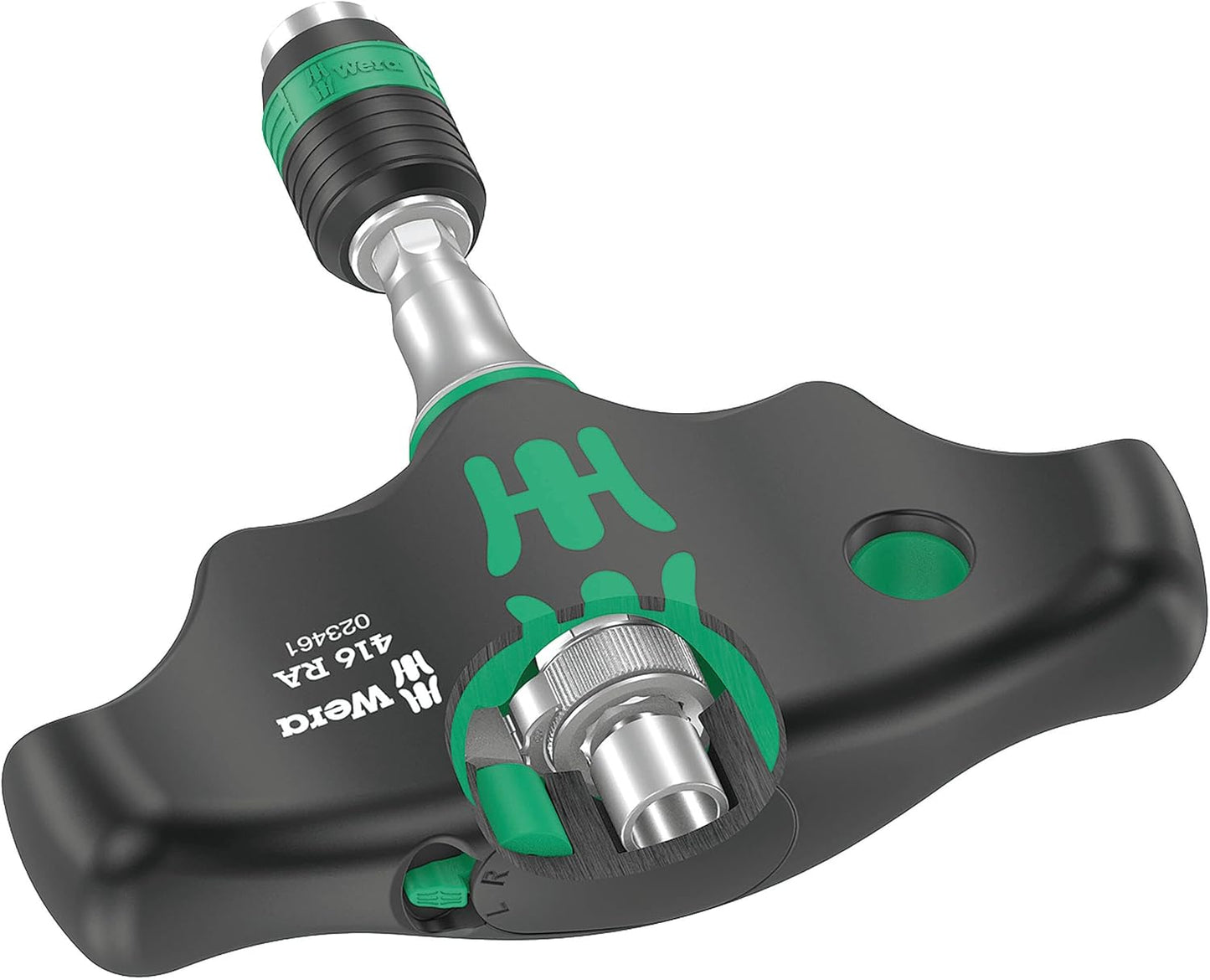 Wera 416 RA T-Handle Screwdriver - Bitholding with Ratchet Function & Quick-Release Chuck | 1/4" Size, 45 mm Length