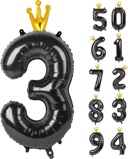 40 Inch Number 3 Balloon by Black | Perfect for 3rd Birthday Party Decorations