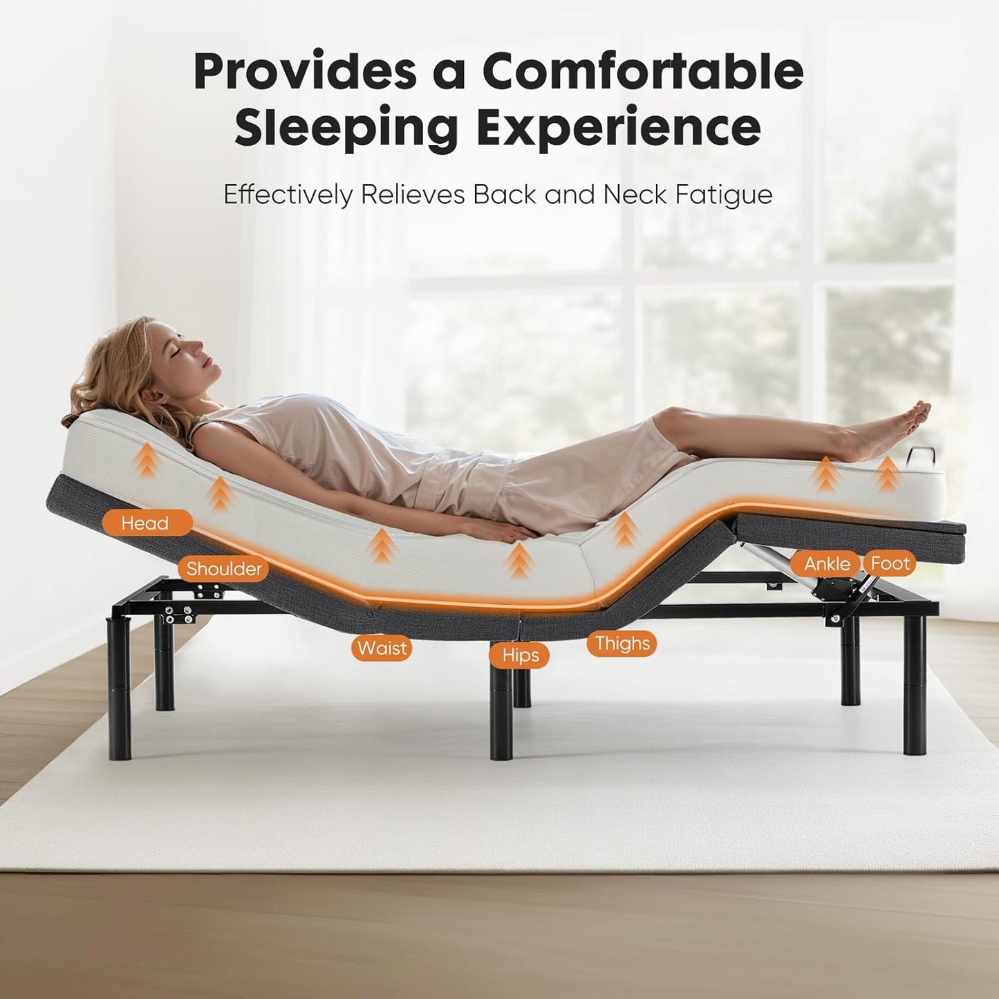 Sweetcrispy Adjustable Bed Frame - Ergonomic Electric Base with Wireless Remote & USB Ports | Twin XL Size