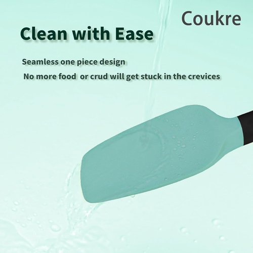 Coukre Silicone Spatula Set - High-Temperature Resistant, Food Grade, Dishwasher Safe | 5-Piece Aqua Green