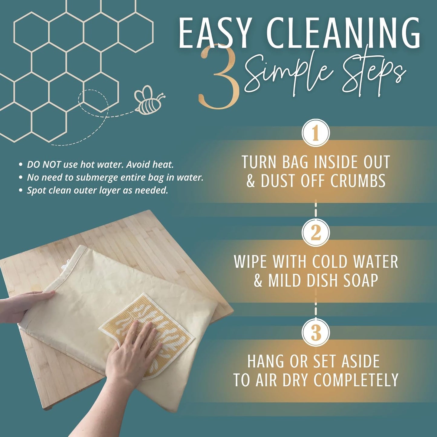 Nectar & Nest Reusable Beeswax Bread Bags - XL Eco-Friendly Storage for Homemade Bread & Sourdough