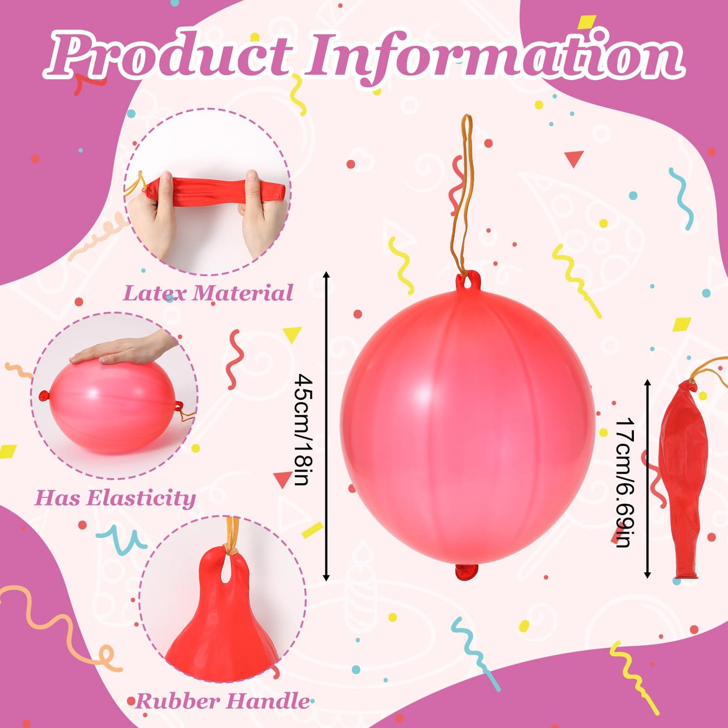 40 Pcs Punching Balloons, Thickened Heavy Duty Punch Balloons for Birthday Party Decor, Neon Party Favors Supply, Durable TPU Bounce Balloon for Carnival Prizes and Outdoor Game