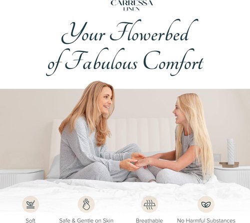 Carressa Linen King Size Sheets Set | Luxury 1500 Series Egyptian Cotton, 4 PC, Heliconia Collection, 17" Deep Pocket