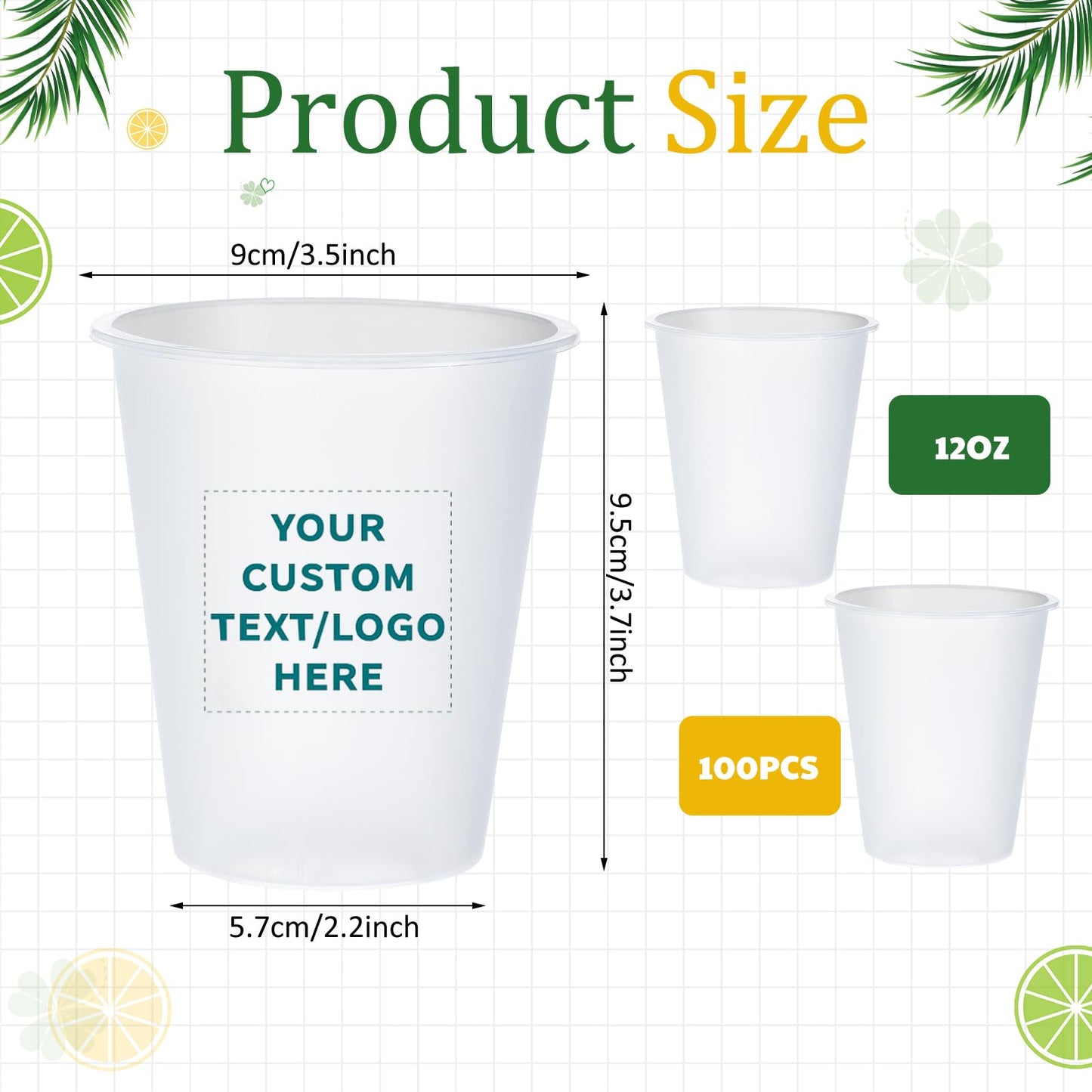 Jingmore 100 Pcs 12 oz Clear Frosted Plastic Cups Bulk for Wedding Stadium Blank Plastic Drinking Frosted Cups Disposable Party Tumblers for Wedding Painting Stadium Events Marketing (White)