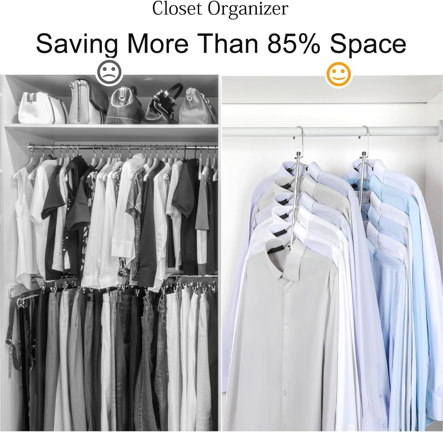 TOPIA HANGER Space-Saving Clothes Hangers - 6-Tier No-Slip Foam Padded Design | Closet Organizer for Men & Women (2 Pack)
