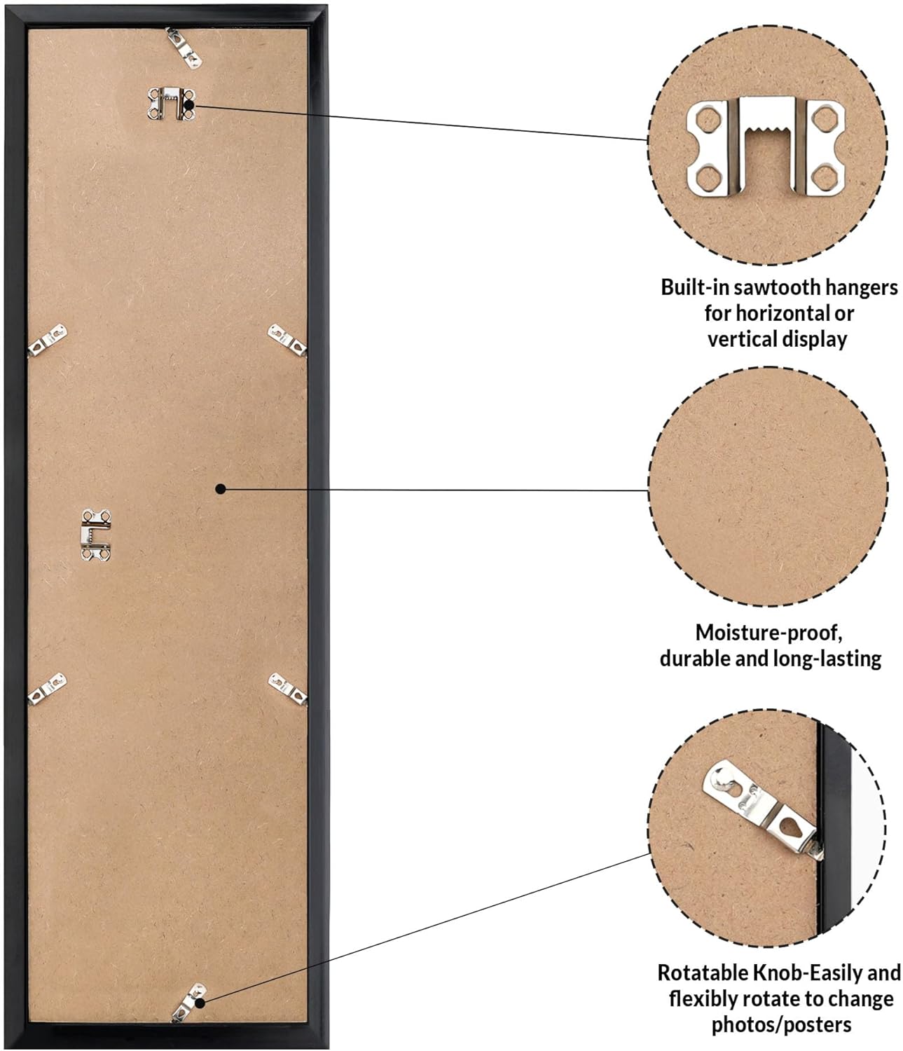 LaVie Home 10x30 Picture Frame - Classic Black Wall Display Frame with HD Plexiglas | Vertical/Horizontal Use