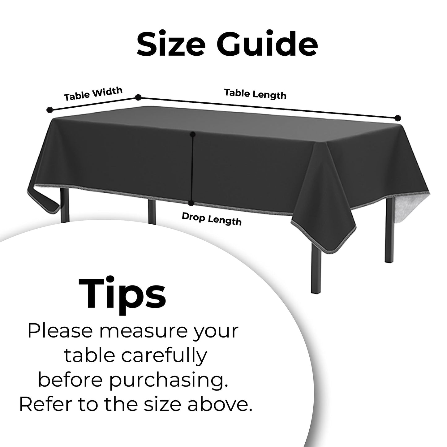 Exquisite Black Vinyl Tablecloths - 70 in. Round - Pack of 3 Round Tablecloth with Flannel Backing - Plastic, Reusable & Waterproof