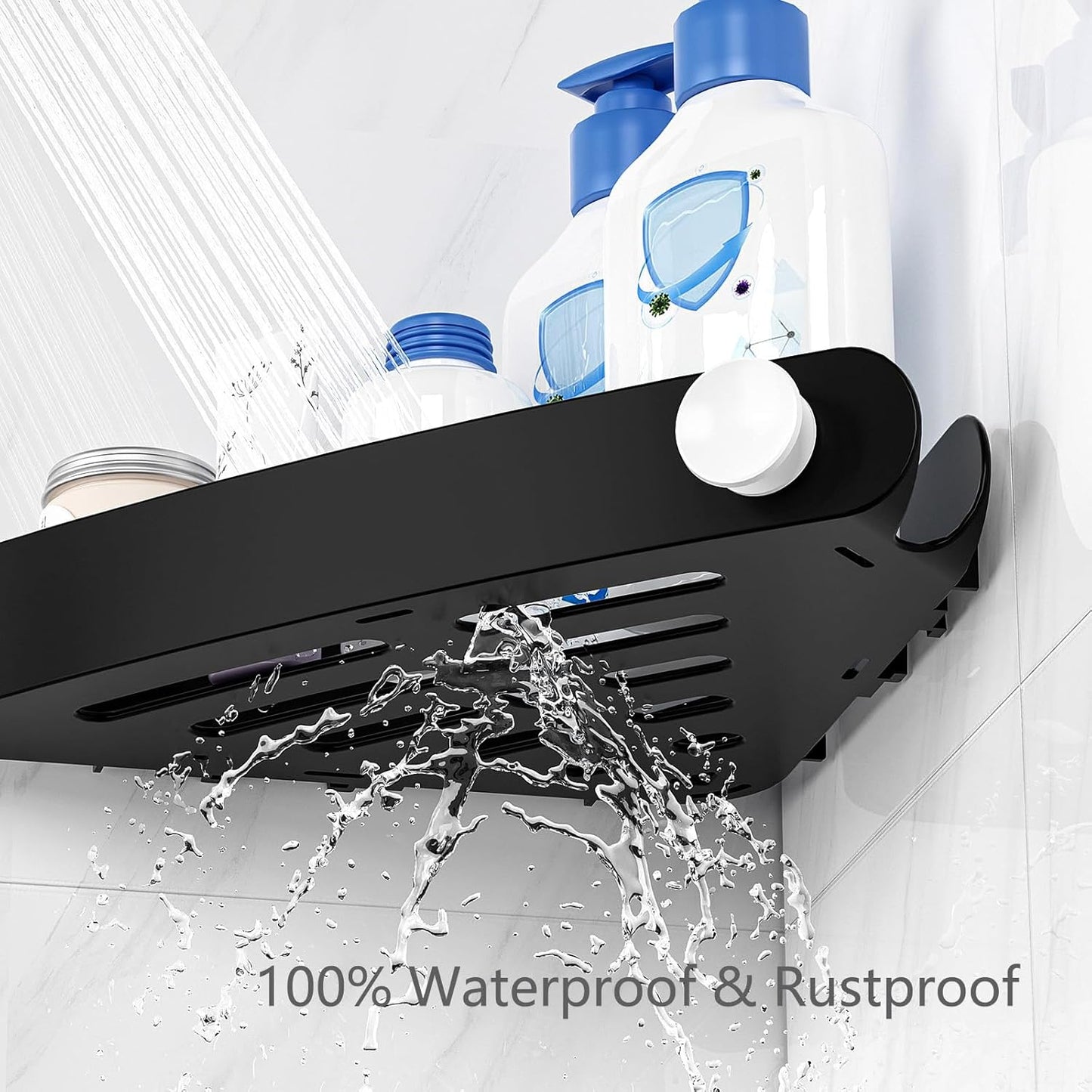 Sotfamily Plastic Shower Caddy - 4 Pack Adhesive Corner Shelves for Bathroom Organization | Black