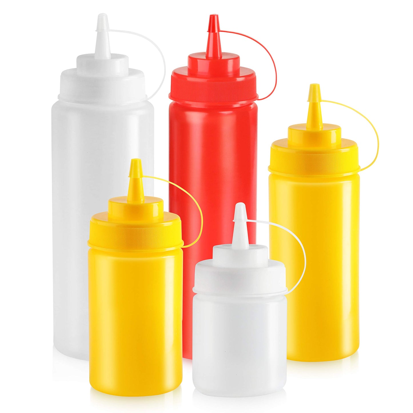 New Star Foodservice 16 oz Clear Squeeze Bottle, Wide Mouth, Pack of 6