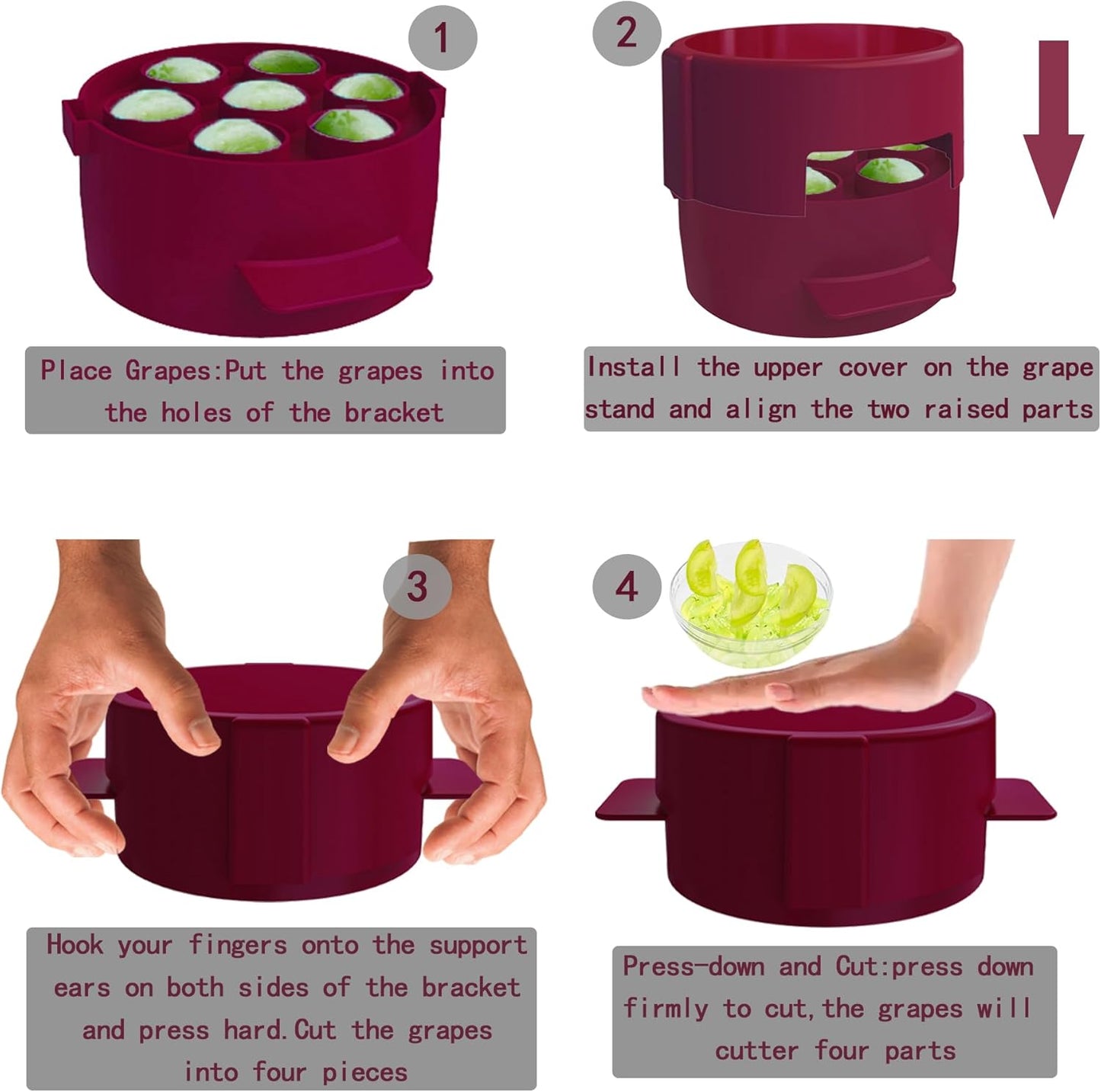 Skiennix Grape Cutter Tool - Safe Slicing Gadget for Toddlers | 7 Individual Holes for Fruits & Salad
