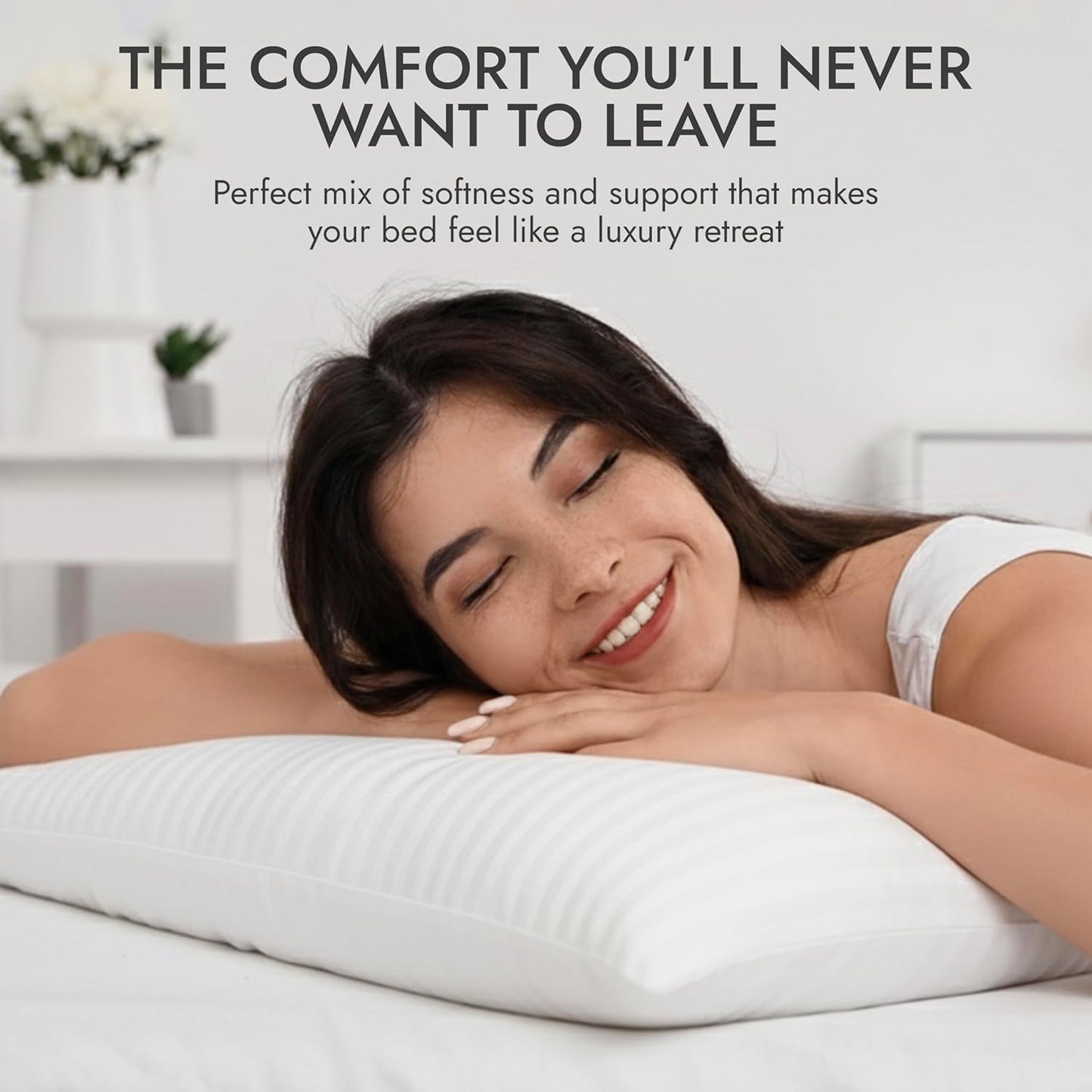 Regine Switzerland Down Alternative Bed Pillows - Soft Plush Hotel Quality Set of 2 | Standard/Queen Size for All Sleep Positions