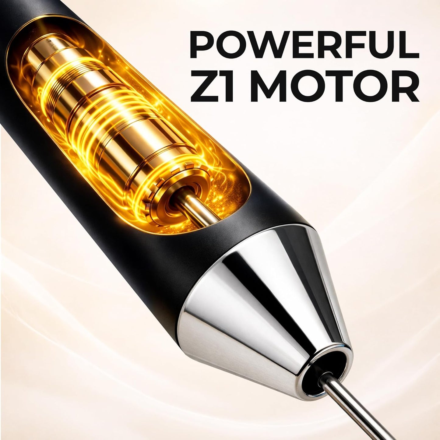 Zulay Kitchen Rechargeable Milk Frother - Handheld Electric Mixer with 3 Whisk Attachments | USB-C Charging, Lasts Up to 6 Months