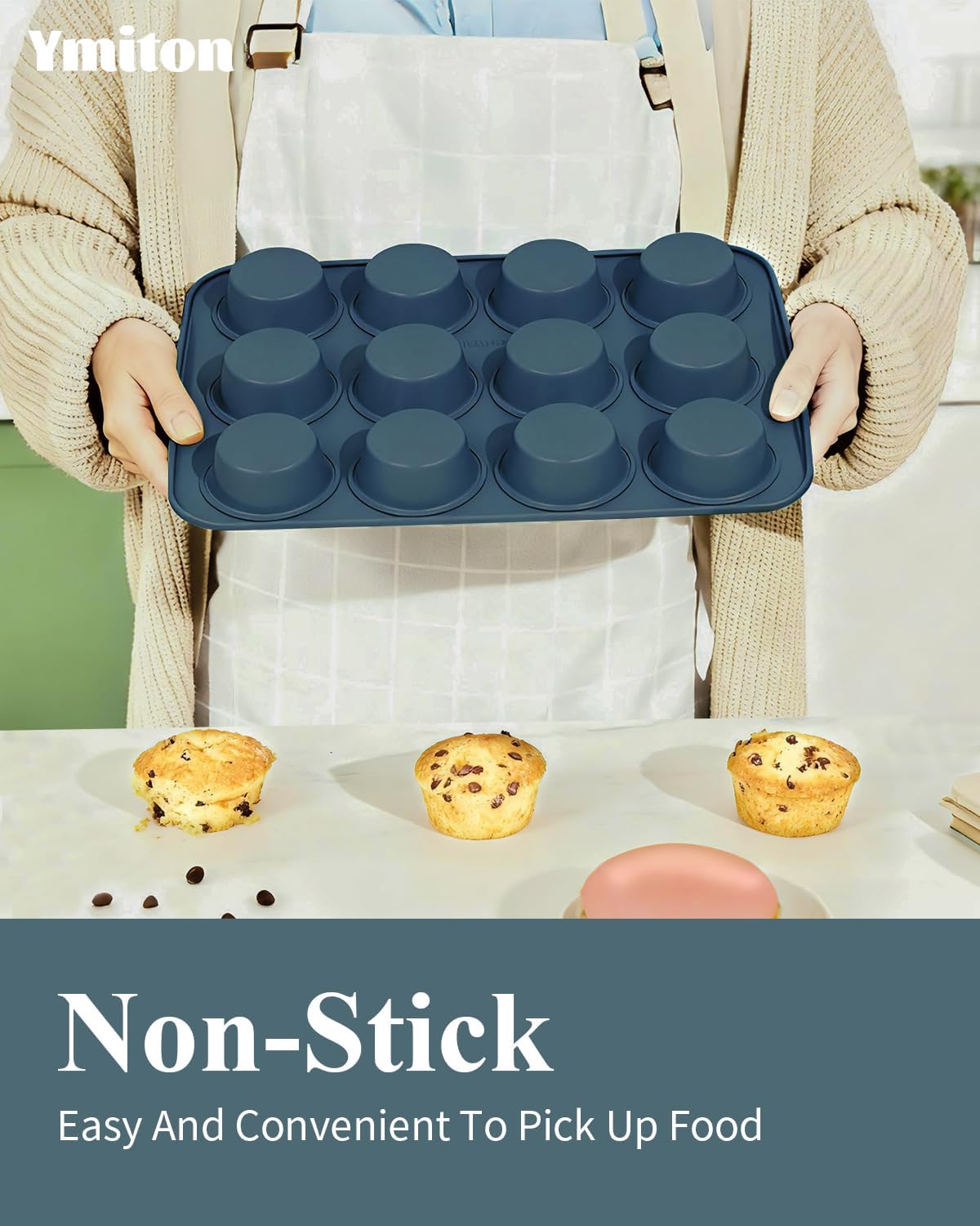 Skiennix Ceramic Nonstick Baking Pans Set - 30 PCS Stackable Bakeware, 550°F Oven Safe, Dishwasher Safe, Blue