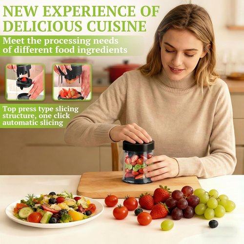 Hendiy Fruit Slicer Cup - Stainless Steel Strawberry & Grape Cutter | Efficient Kitchen Gadget