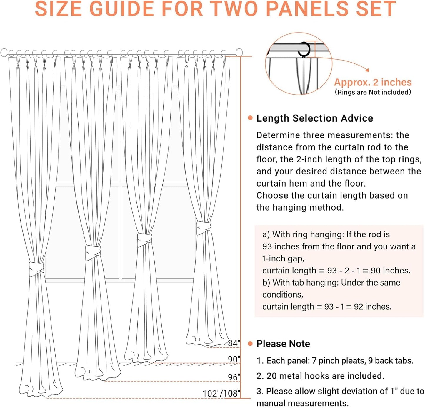 100% Blackout Curtains by Shield - Linen Pinch Pleated Drapes, 96 Inch Long, Cream, 2 Panel Set