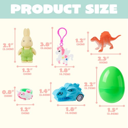 JOYIN 100 Pcs Prefilled Easter Eggs with Toys Plus Stickers, Filled with Toys Party Favors for Kids Boys Girls Easter Eggs Hunt, Basket Stuffers Fillers, Classroom Prize Supplies