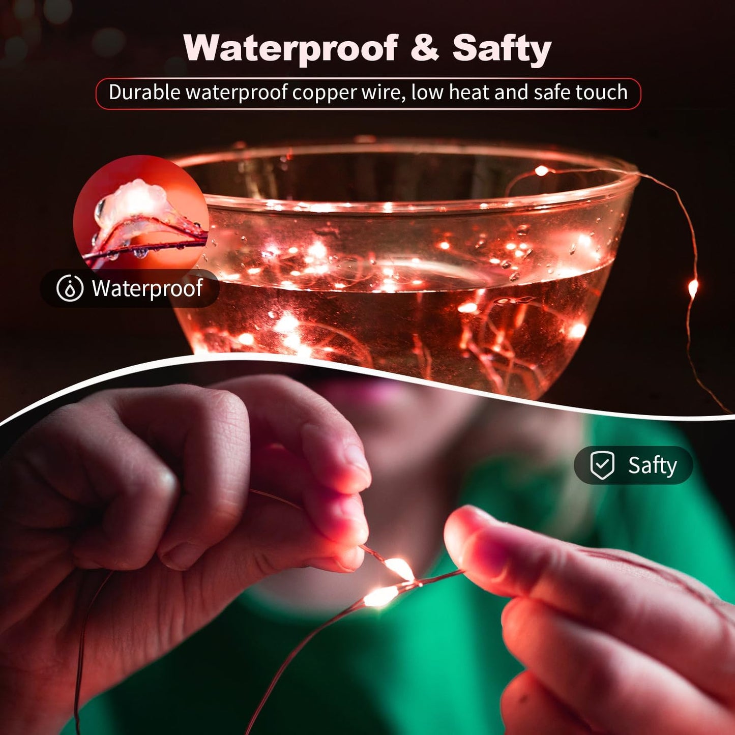 Skiennix 20 Pack LED Fairy Lights - Battery Operated Mini Twinkle String Lights | 7FT Waterproof for Weddings & Christmas, Red