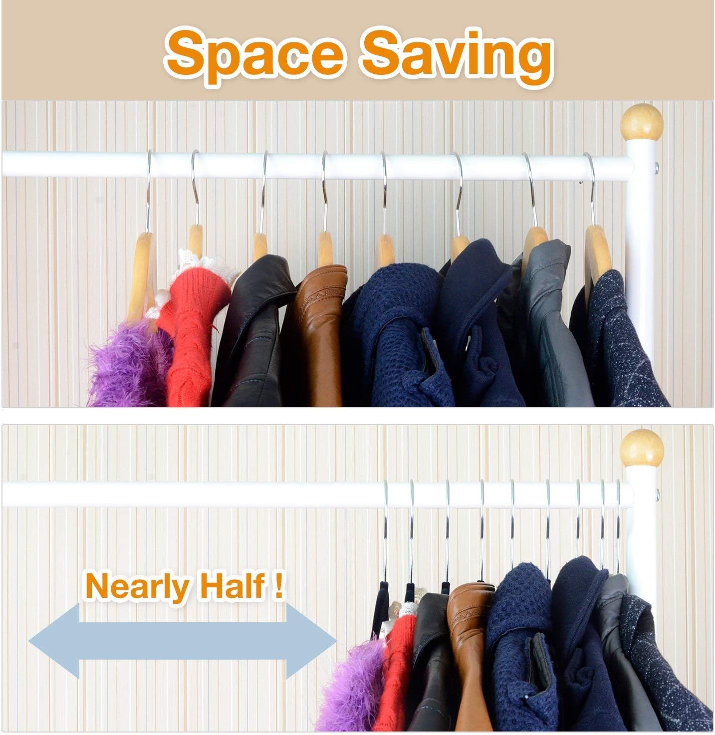 OIKA Heavy Duty Stainless Steel Hangers - Space-Saving Non-Slip Design for Coats, Dresses & More | 30 Pack