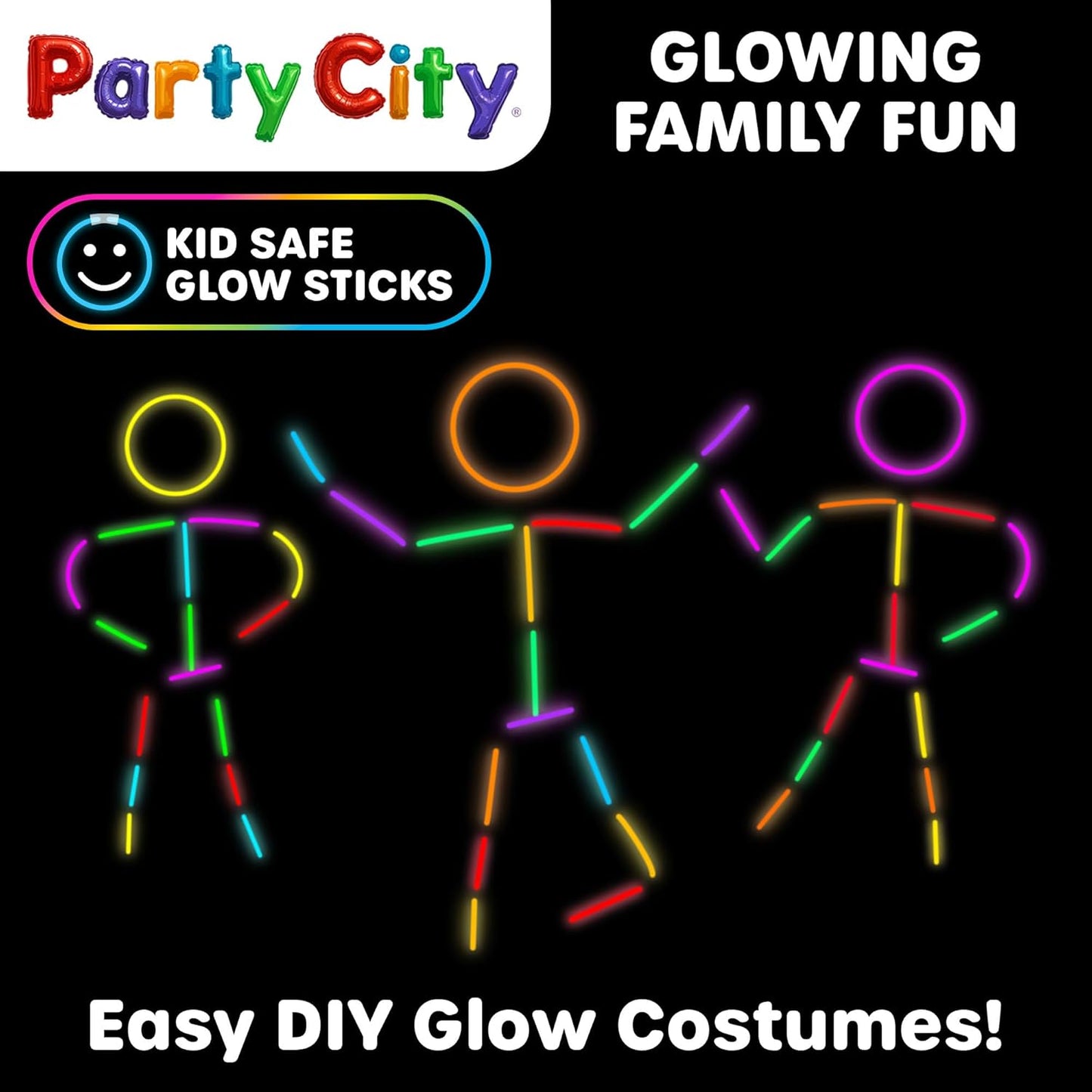 Party City 500 Glow Sticks - Neon Glow in the Dark Party Supplies | Connectors for Bracelets & Necklaces