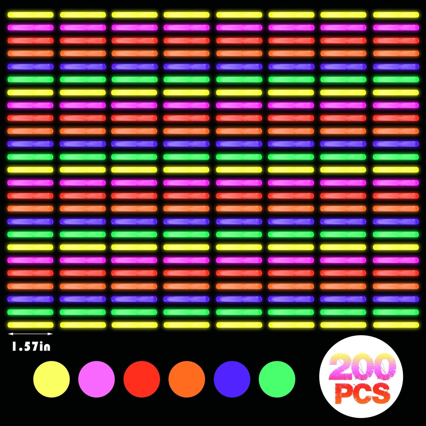 AMOR PRESENT 200 PCS Mini Glow Sticks, Glow in The Dark Small Sticker for Easter Eggs Fillers Hunt Game Party Decor Easter Basket Stuffers Weddings Classroom Decorations Prizes