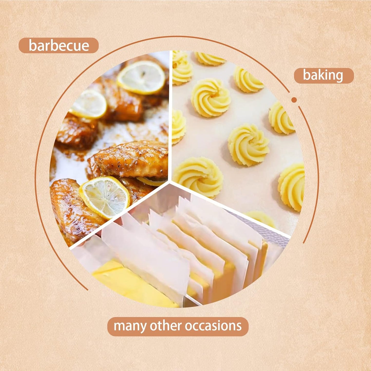 QYH Parchment Paper Baking Sheets - 300 Non-Stick Pre-Cut Sheets | 8x12 Inch for Baking & Grilling