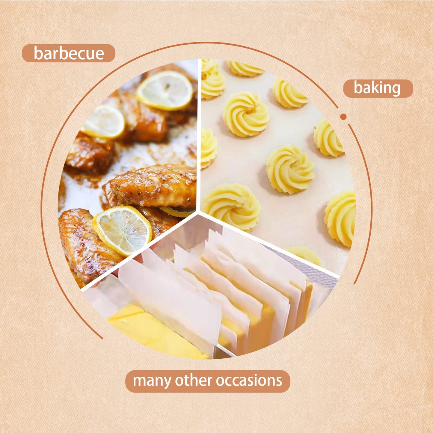QYH Parchment Paper Baking Sheets 300 Pieces 8x12 Inch Non-Stick Non-Curl Pre-cut White Parchment for Baking Grilling Cooking