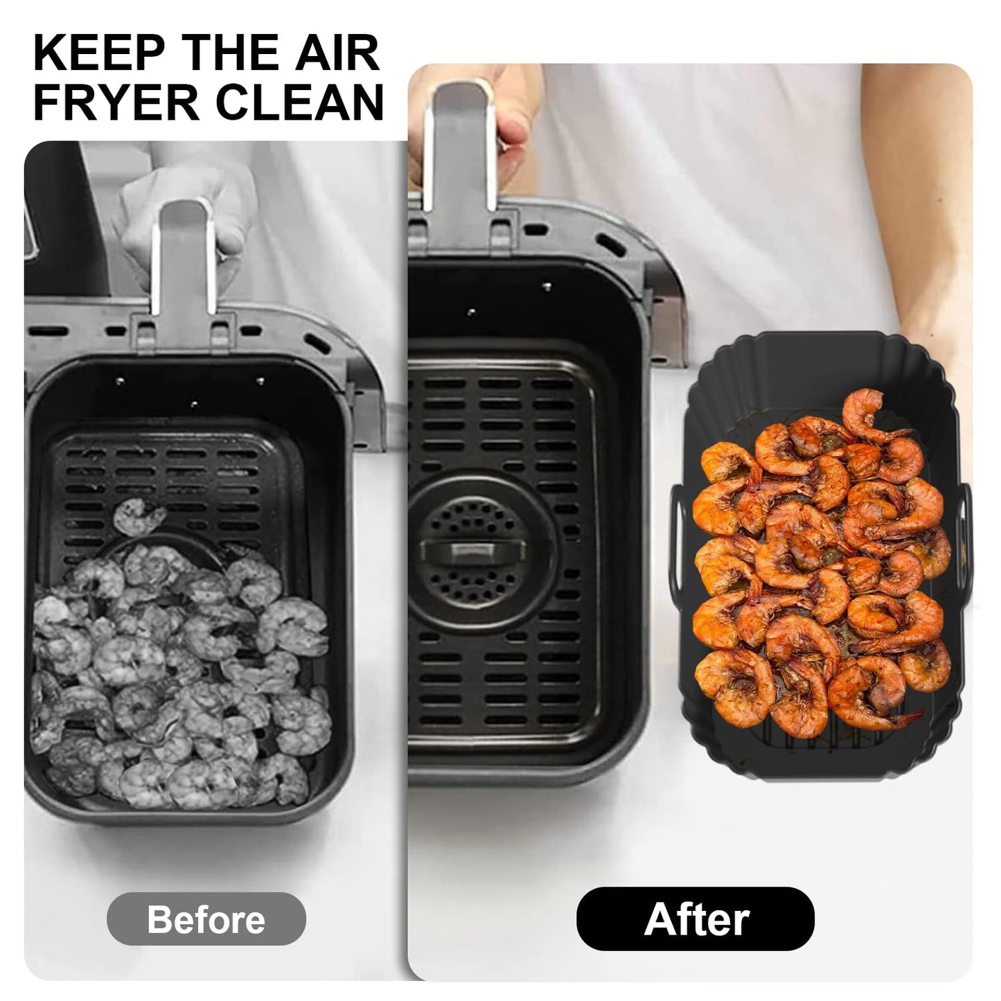 Masgarlan Silicone Air Fryer Liners 2 Pack, Reusable Compatible for Ninja Foodi DZ201, DZ401, DZ550, DZ302, COSORI 9QT, Chefman, Instant, and 6-in-1 8-10QT Dual Baskets
