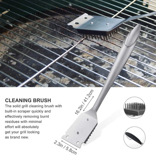 Grilljoy 8PCS BBQ Grill Tools Set - Extra Thick Stainless Steel Spatula, Fork, Tongs & Brush - Ideal Portable Accessories for Men