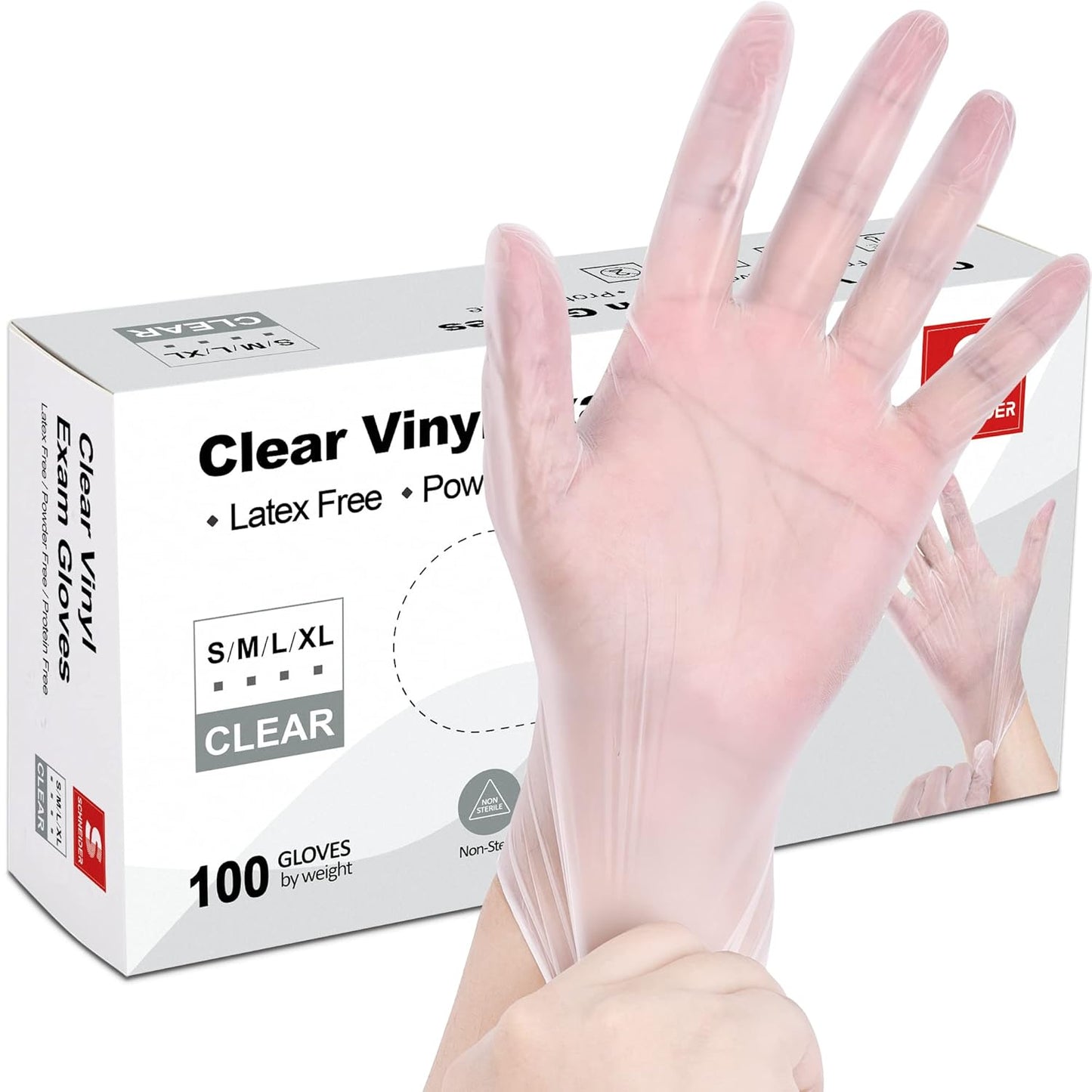 Vinyl Exam Gloves - 4 Mil Thickness | Medium Size, Black & Clear - 100 Count Each