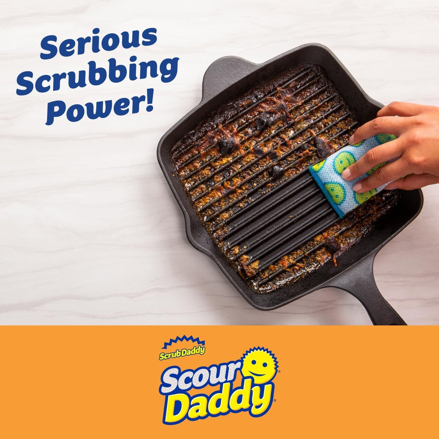 Scrub Daddy Scour Daddy Scouring Pad - Non-Scratch Cleaning Sponges - Durable & Odor Resistant - 3 Count