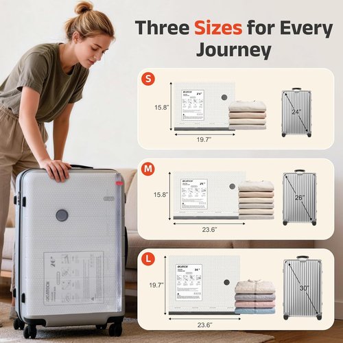 IDEATECH Travel Vacuum Bags - 15 Pack with USB Pump | Space Saver Compression Bags for Clothes - 5S, 5M, 5L Sizes