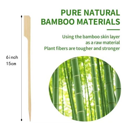 Bamboo Skewers 6 Inch, 200 PCS Cocktail Skewers for Appetizers, BBQ, Fruit Kabobs, Sandwich, Drink
