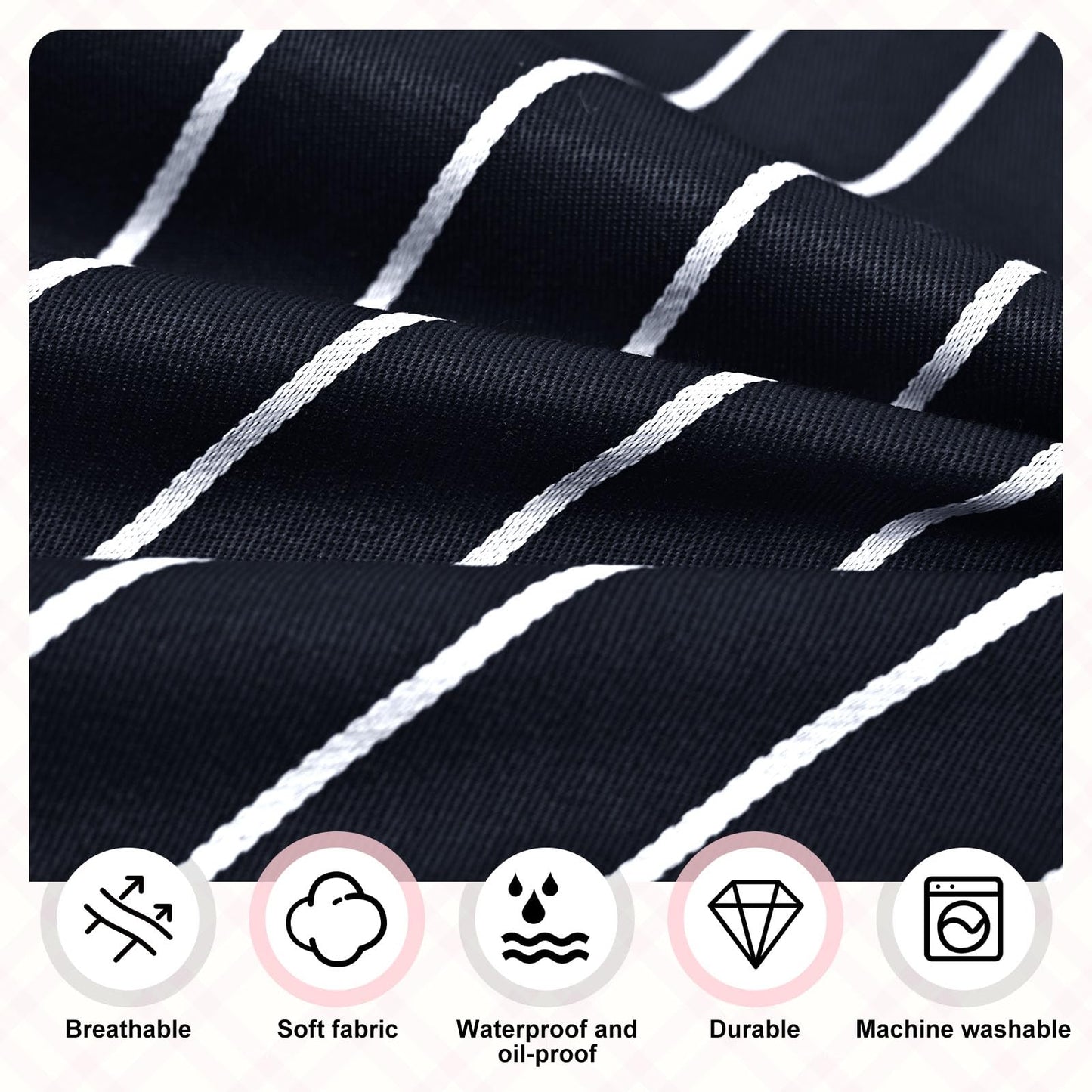 ZAIORD 2Pack Adjustable Kitchen Apron for Women Men with 2 Pockets，Cotton-Polyester Blend Bib Aprons for Cooking,Baking