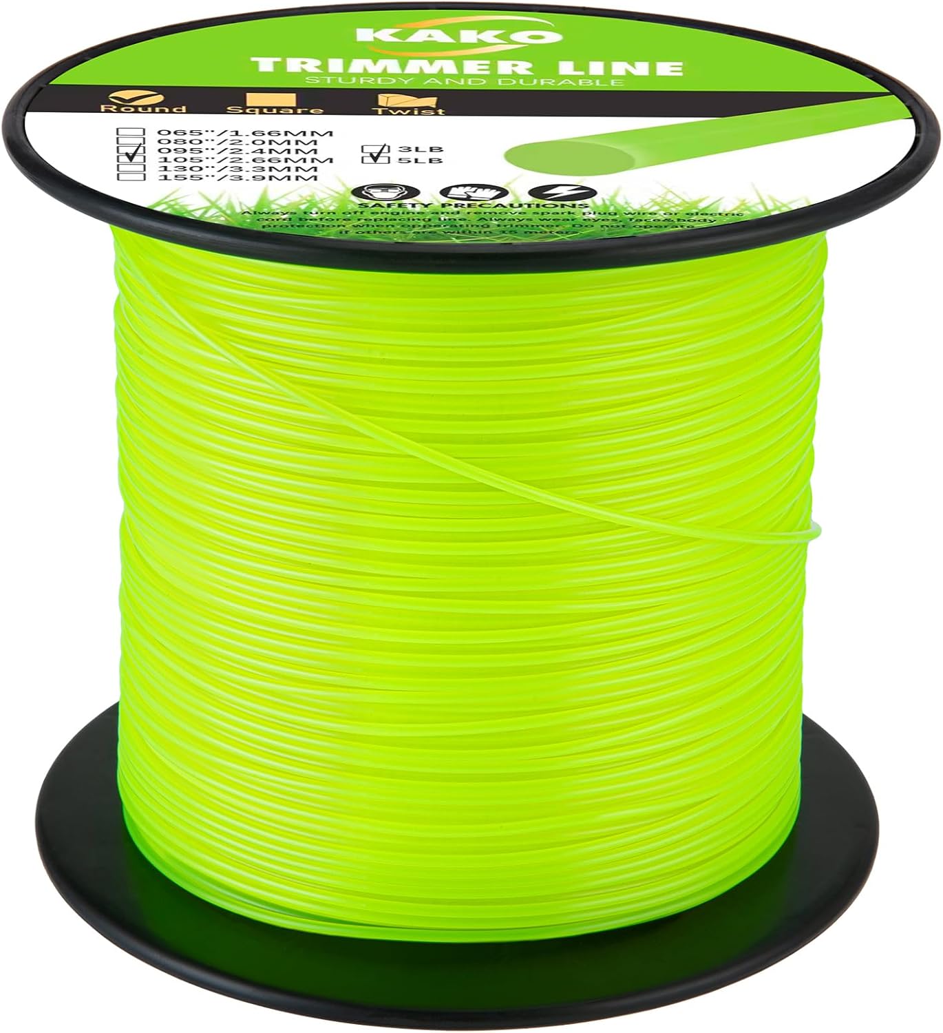 KAKO 105 Trimmer Line - Heavy Duty Nylon Round String for Weed Eaters | 0.105" x 1050ft, 5lb