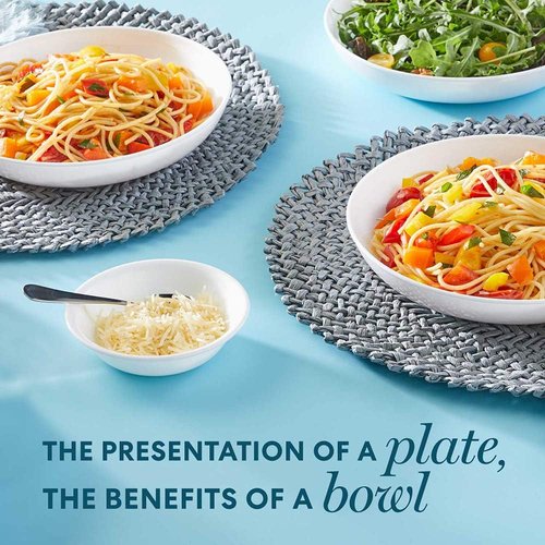 Corelle 4-Pc Versa Bowls - Durable Eco-Friendly 30-Oz Set for Pasta Salad | Microwave & Dishwasher Safe, White