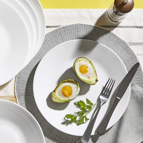 Corelle Vitrelle 6-Piece Salad Plates Set - Lightweight, Chip-Resistant Triple Layer Glass | 8.5-Inch Winter Frost White