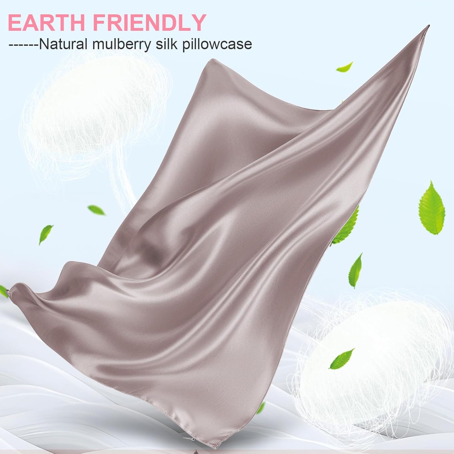 Skiennix Silk Pillowcases - 2 Pack Standard Size with Hidden Zipper | Mulberry Silk for Hair & Skin, Taupe
