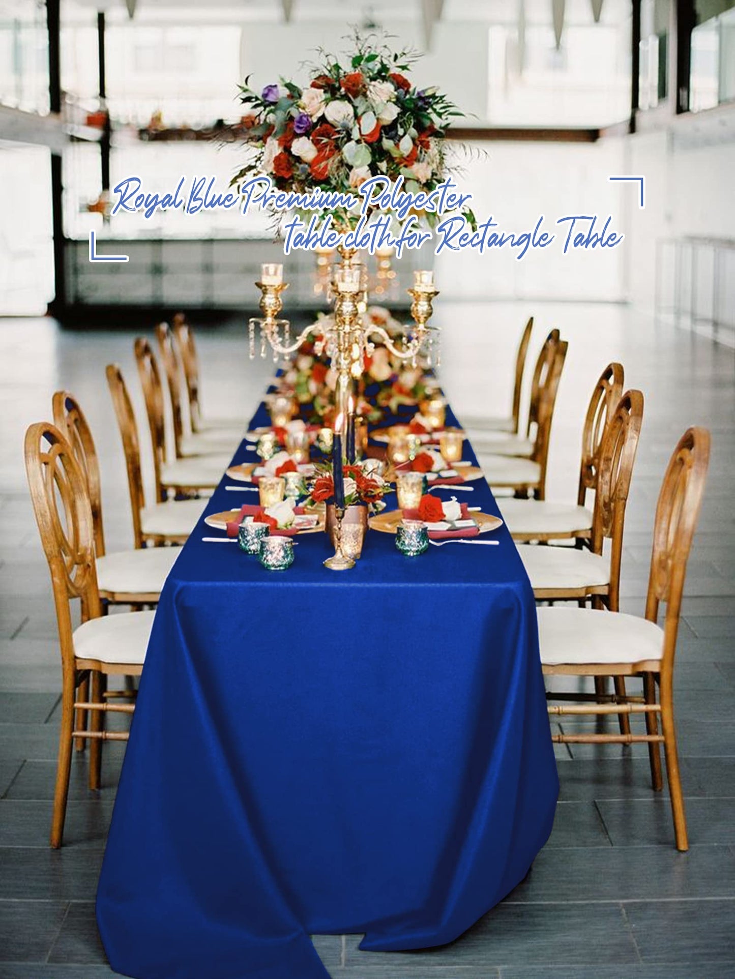 Pesonlook 10Pack Royal Blue Table Clothes for 8ft Rectangle Tables, 60 x 126 Inch Rectangle Tablecloth Anti-Wrinkle Washable Polyester Tablecloths for Wedding Reception Banquet Party