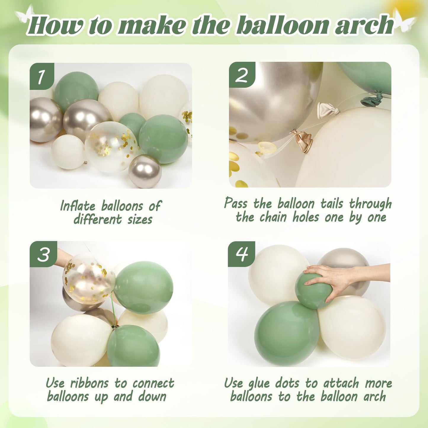 Sage Green Birthday Party Decorations with Happy Birthday Banner Green Fringe Curtain Butterfly Decorations Foil Balloons Happy Birthday Decorations for Women