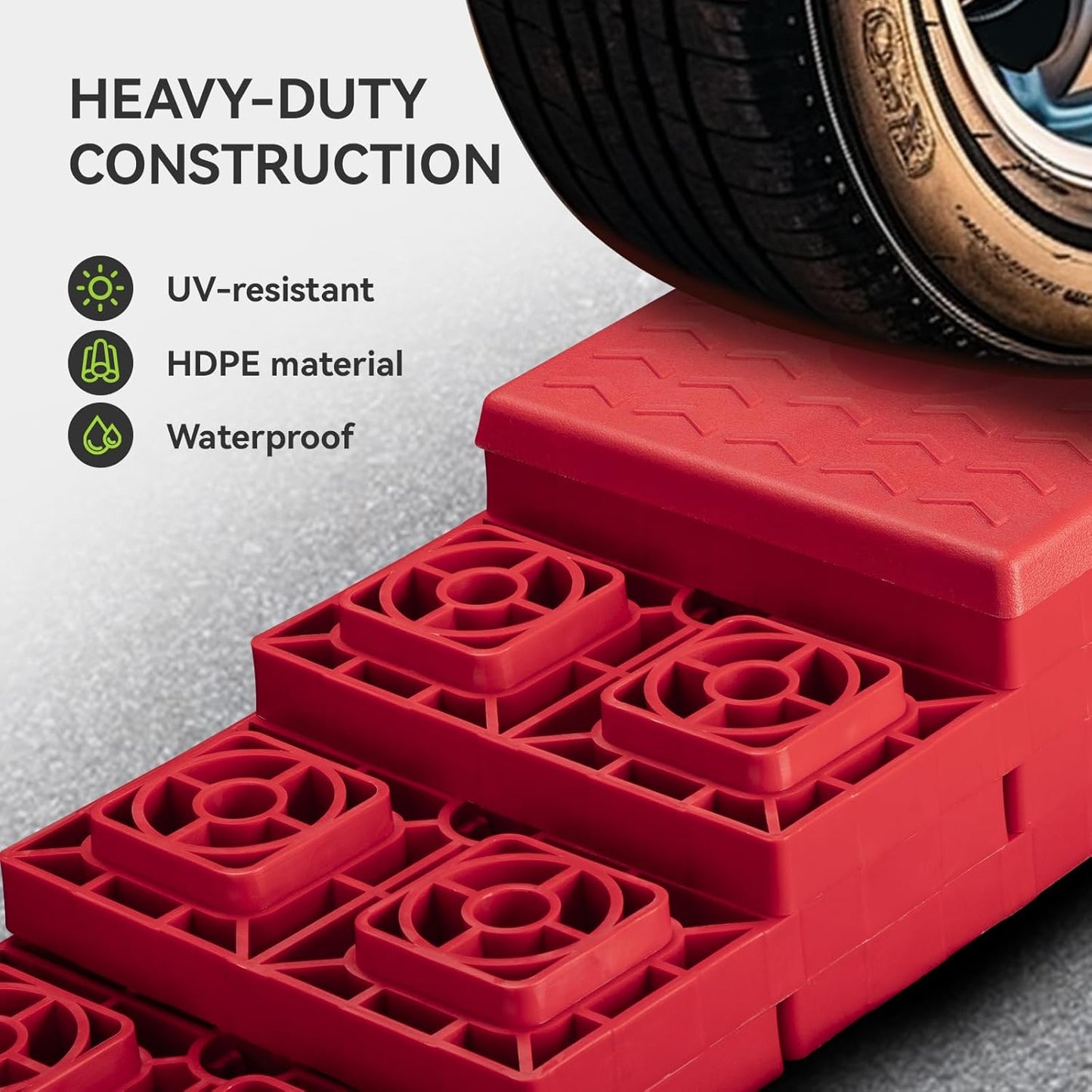 RVMATE RV Leveling Blocks - Heavy Duty 12 Pack for Stable Trailer Support | Red Color