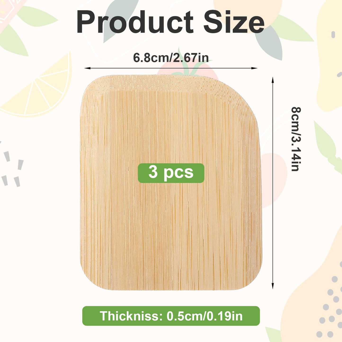 3pcs Bamboo Pot Scraper Tool Food Scraper for Cast Iron Skillet Cookware Cleaning Heat Resistant Kitchen Scrapers for Clean Pans Dishes Bowls and Plates Removes Food Effectively Without Scratching