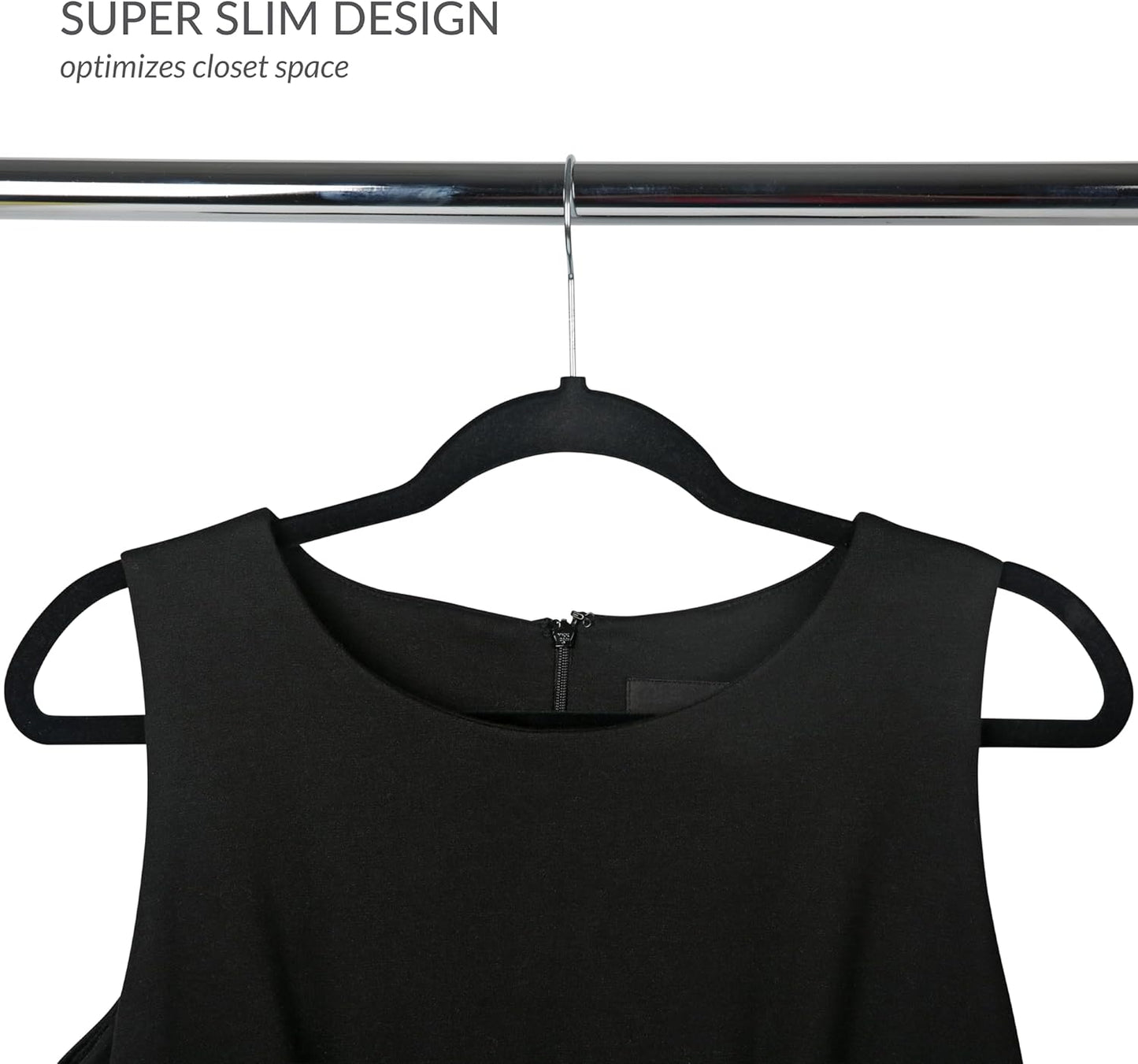 Simplify Slim Velvet Clothes Hangers - 25 Pack | Non-Slip Design for Shirts, Suits, Pants & Dresses | Durable Black