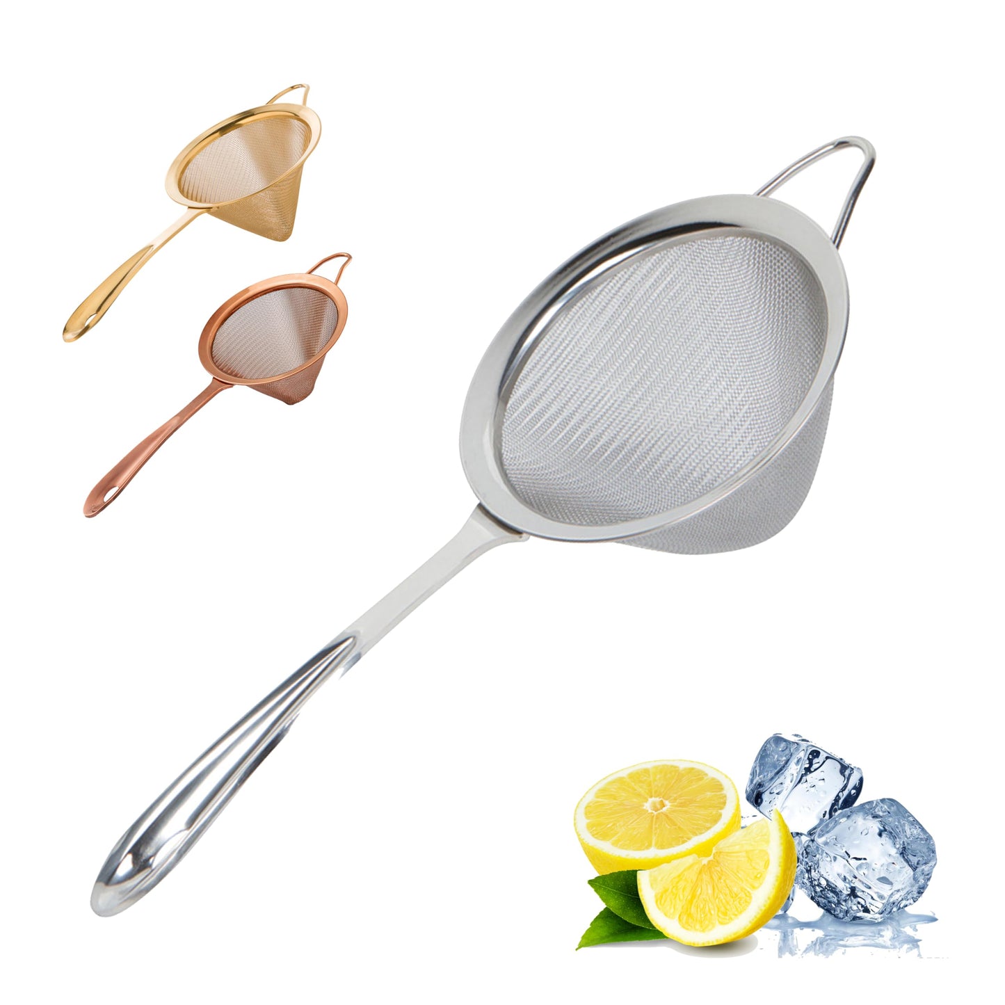 A Bar Above Stainless Steel Fine Mesh Cocktail Strainer, 304 Conical Sieve with Ergonomic Handle, Rustproof Bartender Tool for Double-Straining Tea, Coffee, Kombucha, and Culinary Prep