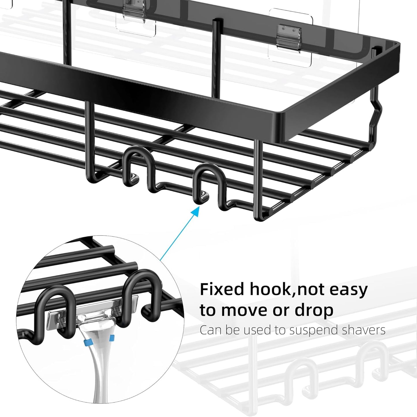 Moforoco Shower Caddy Basket Shelf - No Drilling, Rustproof Black Bathroom Organizer | 3-Pack with Soap Holder