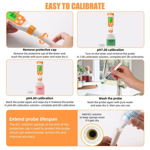 Food pH Meter Digital pH Tester for Food Fermentation Canning Cooking – Accurate pH Meter for Sourdough Bread, Cheese, Hot Sauce, Yogurt – Smart Water Resistant Food